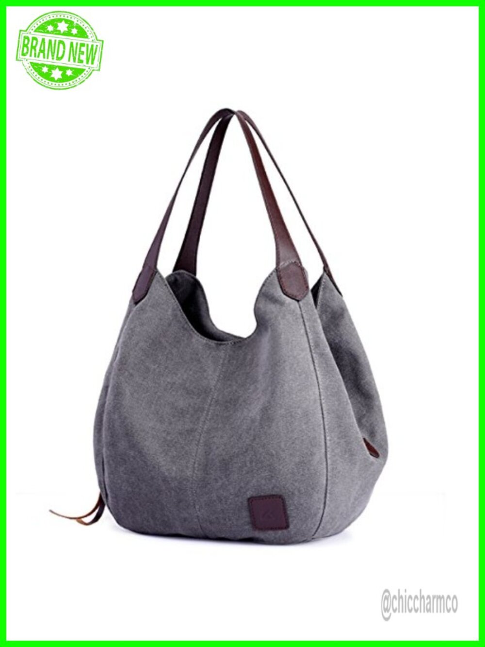 DOURR Canvas Multi-Pocket Hobo Shoulder Bag with Compartments